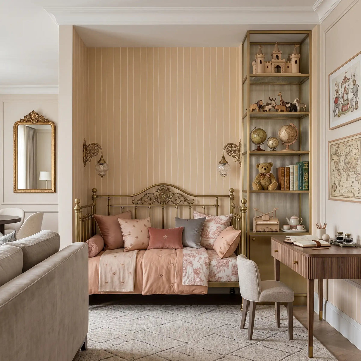 Hand-Drawn Pinstripe Wallpaper – Cream and Yellow