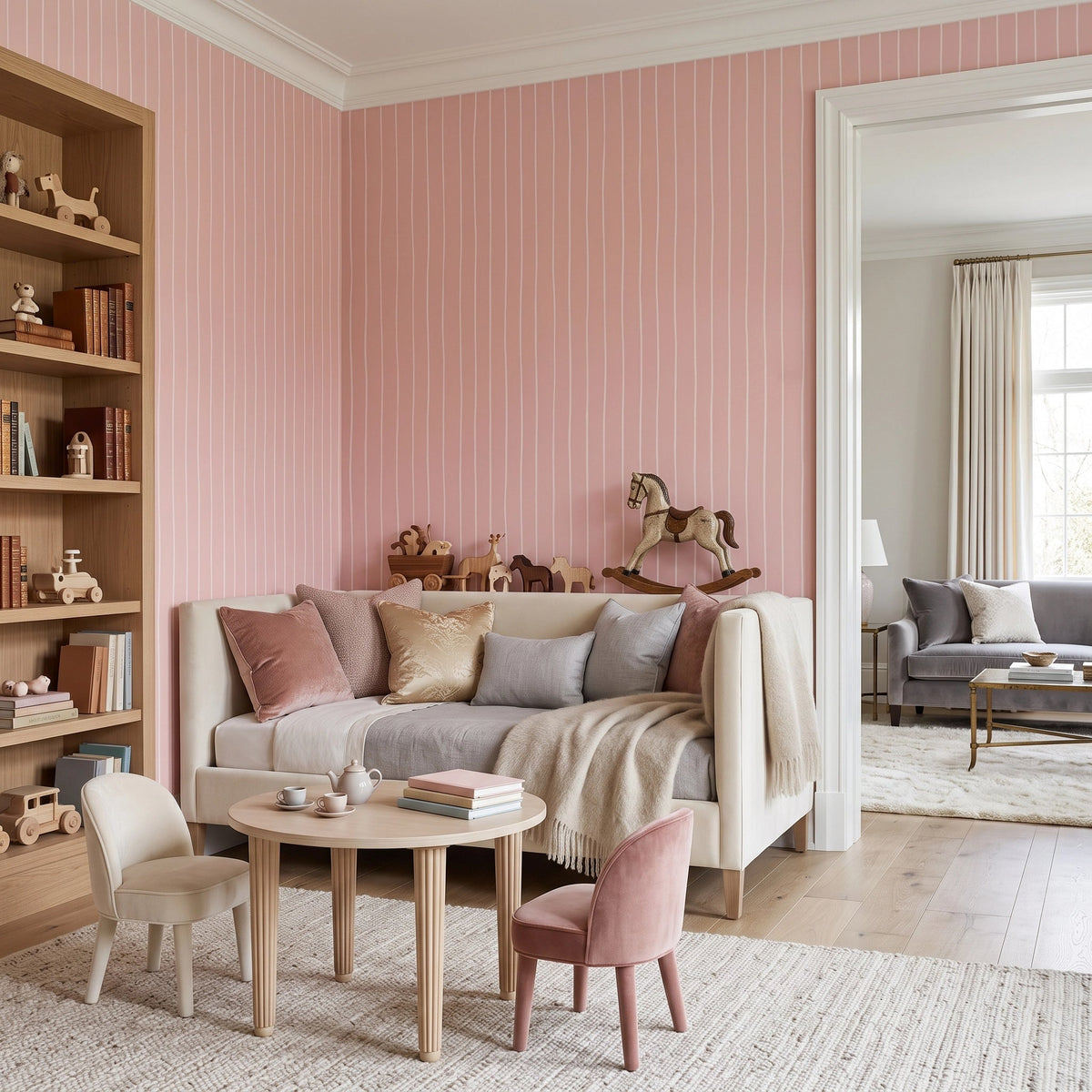 Hand-Drawn Pinstripe Wallpaper – Pink