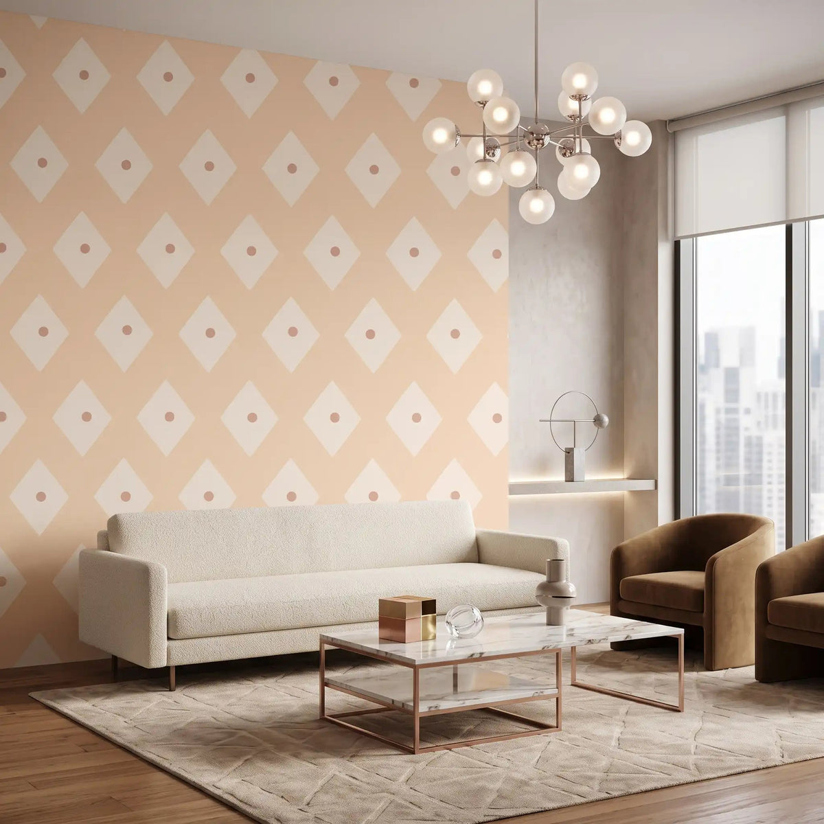 Harlequin Diamond Wallpaper – Apricot Cream