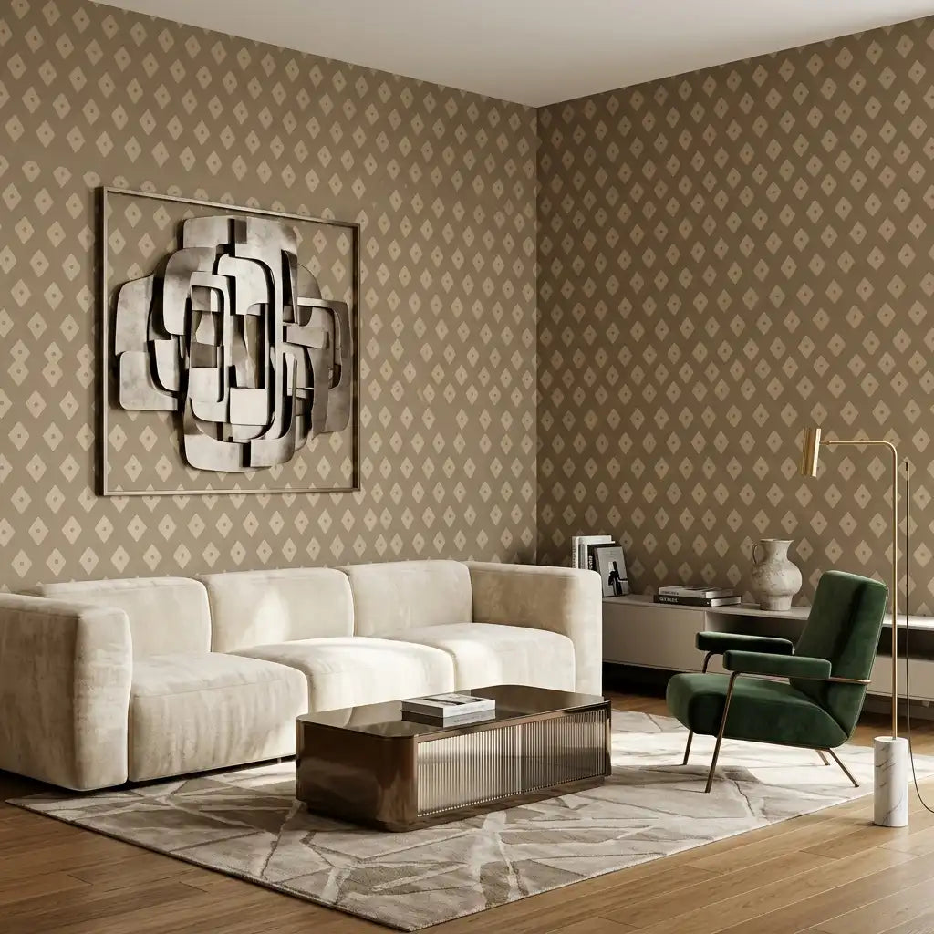 Harlequin Diamond Wallpaper – Khaki Clay