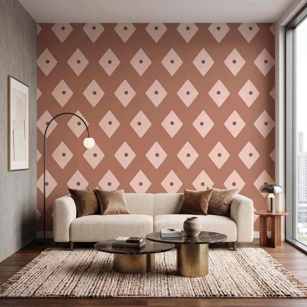 Harlequin Diamond Wallpaper – Terracotta Blush
