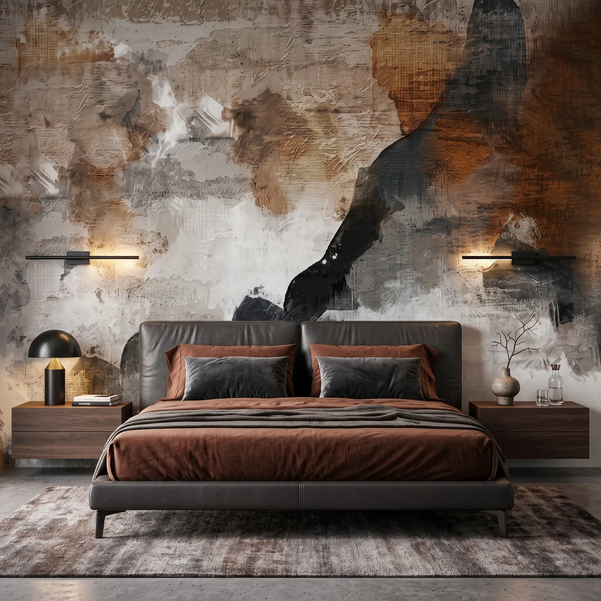 Ink Landscape Wallpaper Mural – Bedroom