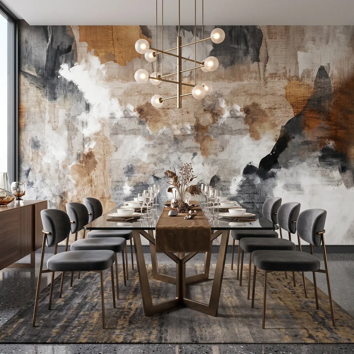 Ink Landscape Wallpaper Mural – Dining Room