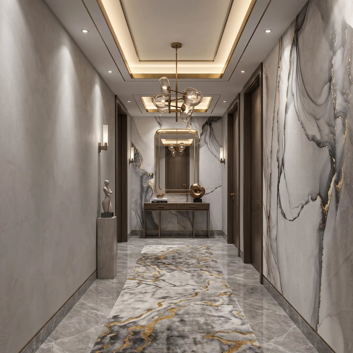 Ink Vein Marble Wallpaper Mural – Hallway