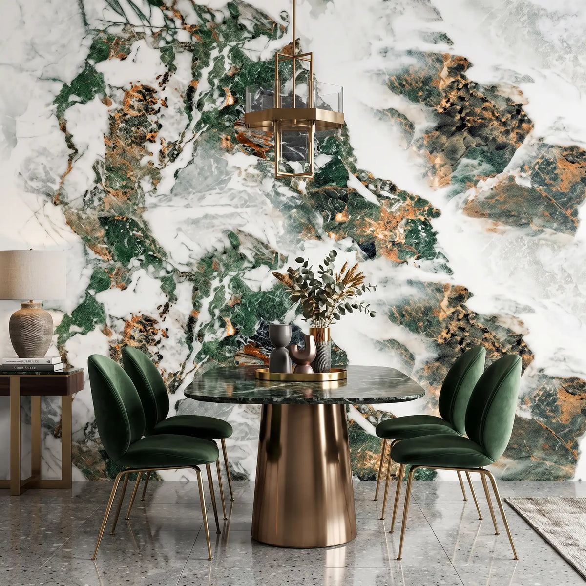 Jade Mountain Landscape Wallpaper Mural – Dining Room