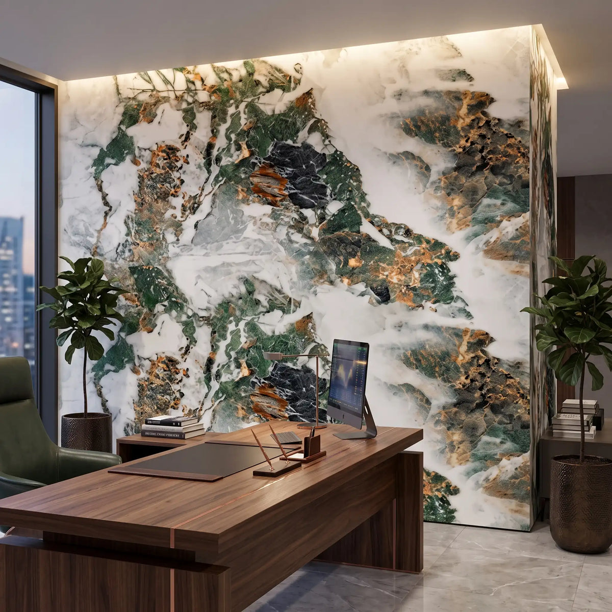 Jade Mountain Landscape Wallpaper Mural – Office