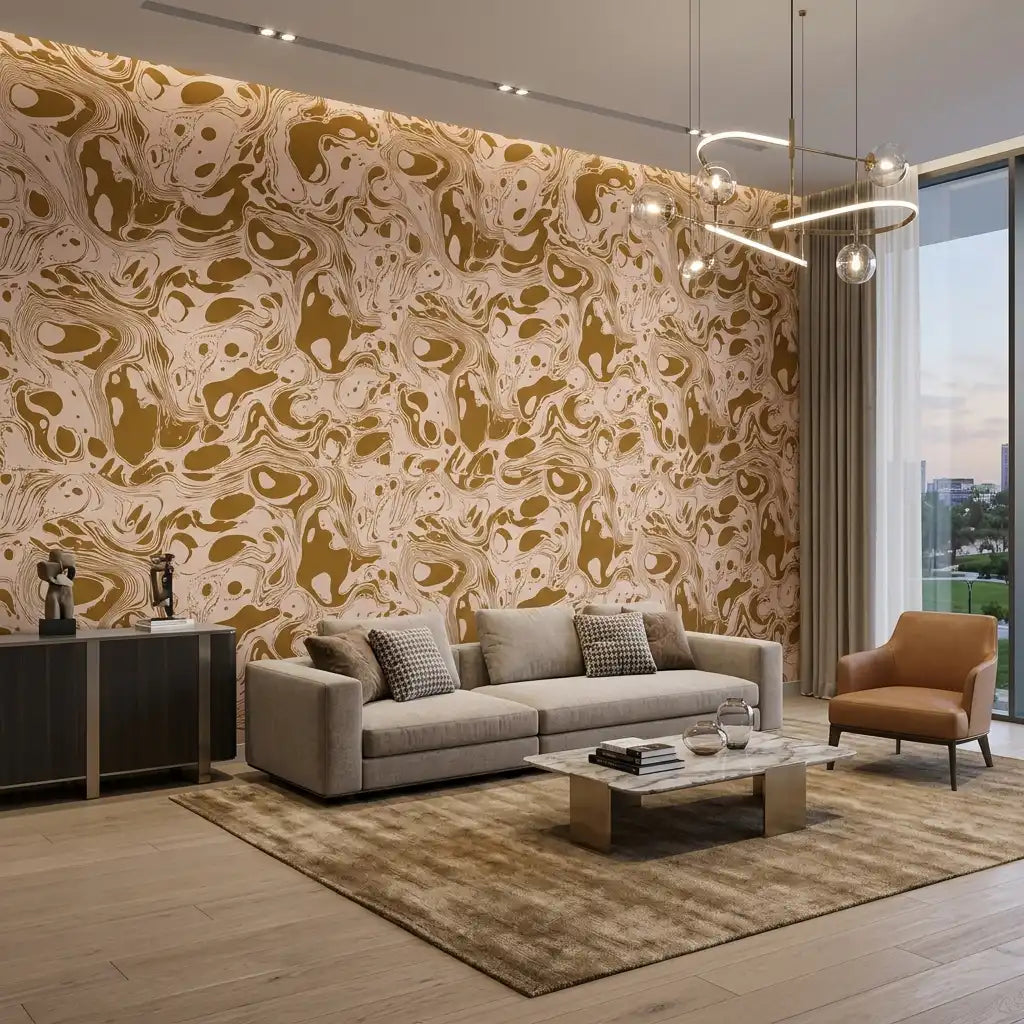 Marbled Ink Swirl Wallpaper – Honey Marble