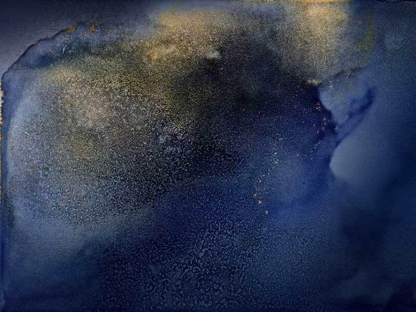 Midnight Blue Gold Nebula Wallpaper Mural – design