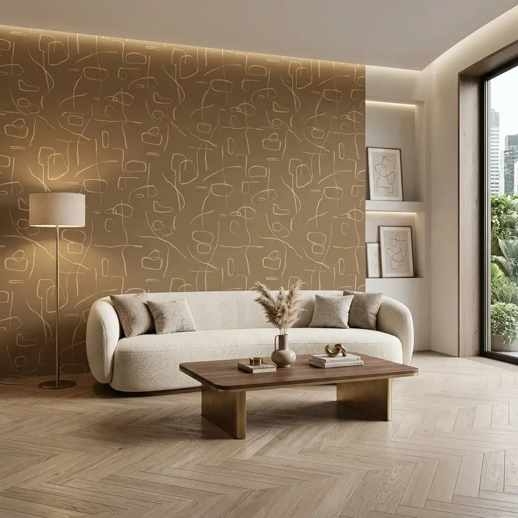 Minimal Squiggle Line Wallpaper – Toffee room