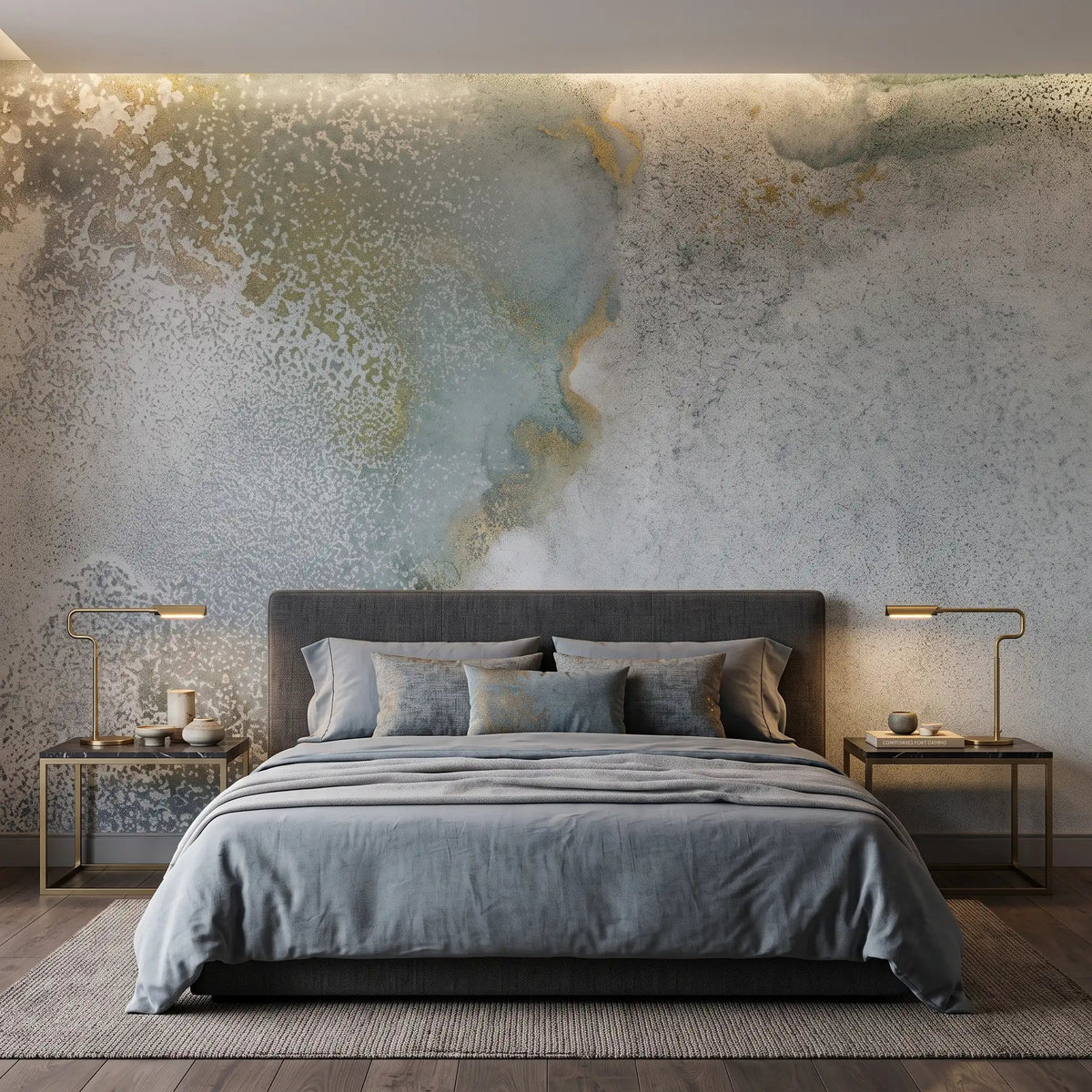 Misty Grey Watercolor Wallpaper Mural – Bedroom