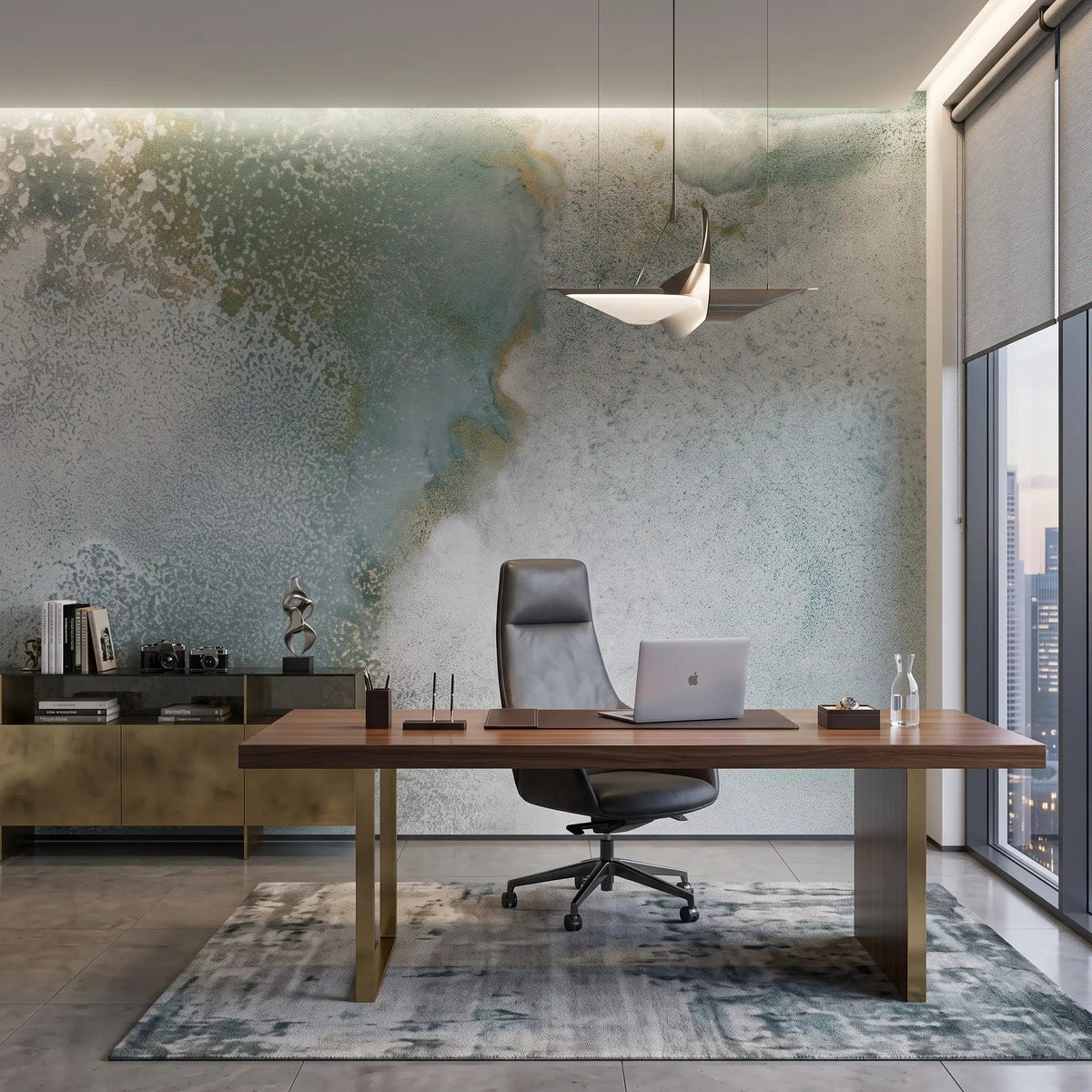 Misty Grey Watercolor Wallpaper Mural – Office