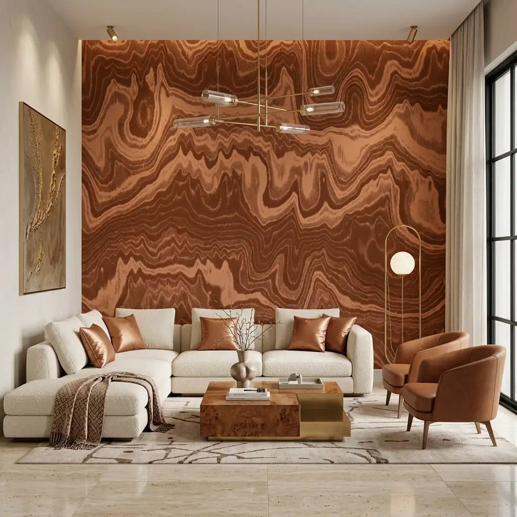 Molten Wave Stripe Wallpaper – Redwood room