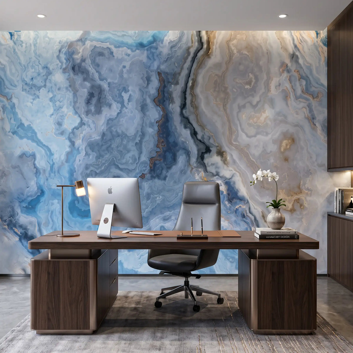 Ocean Blue Marble Wallpaper Mural – Office