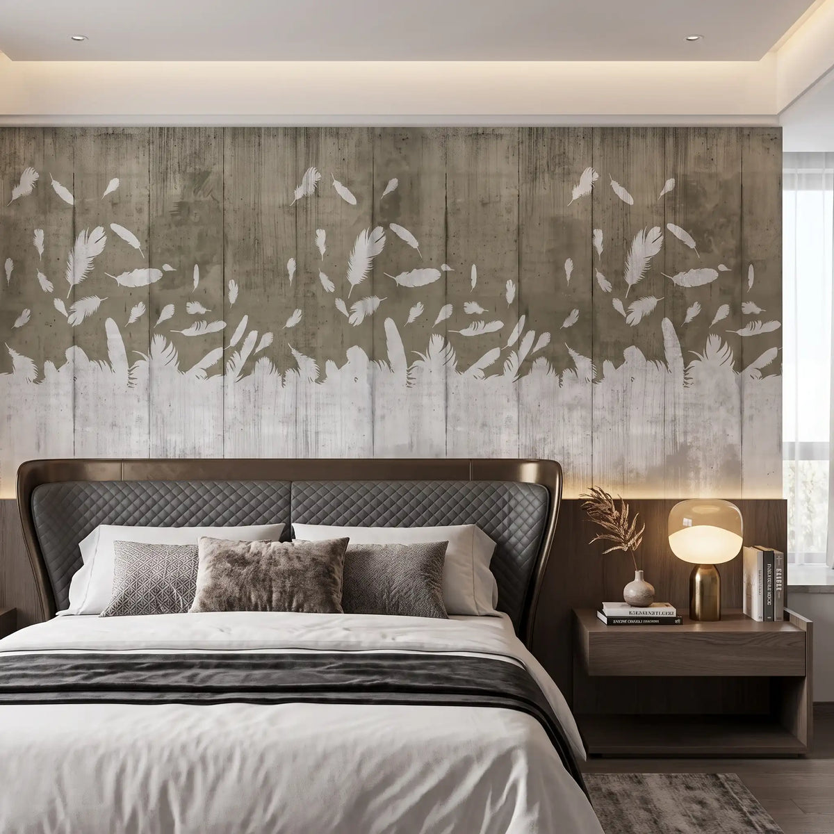Olive Leaf Fall Wallpaper Mural – Bedroom