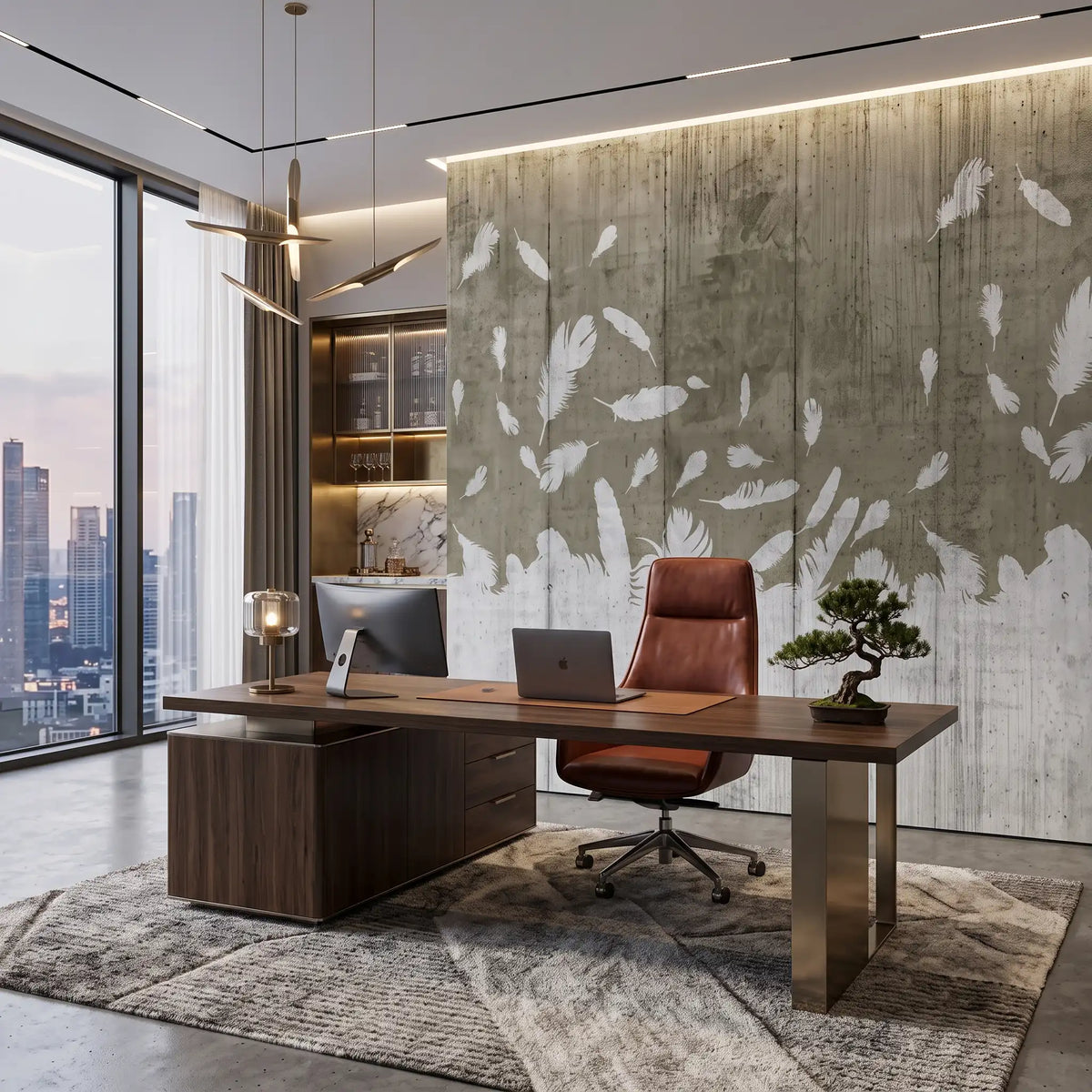 Olive Leaf Fall Wallpaper Mural – Office