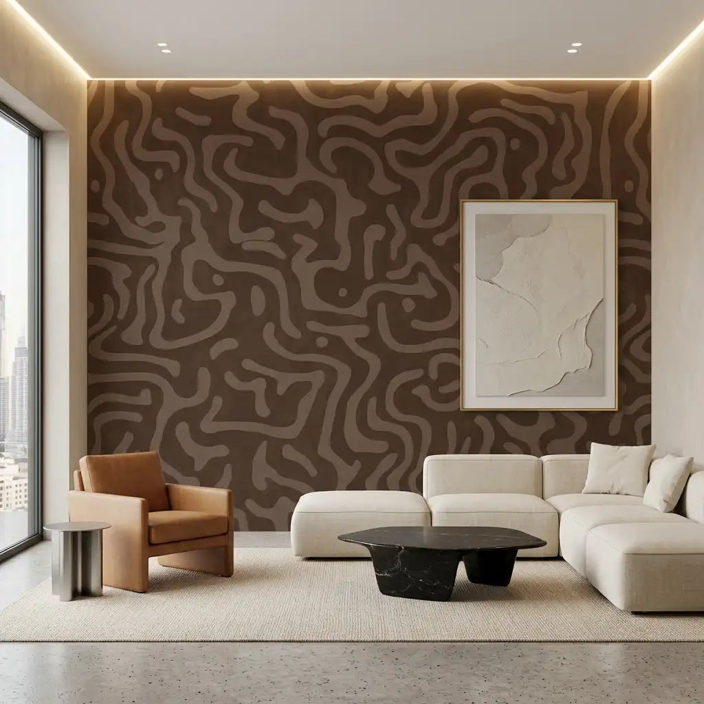 Organic Coral Maze Wallpaper – Chocolate Mocha