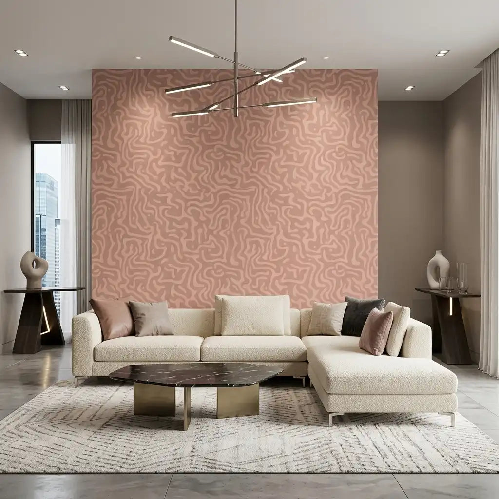 Organic Coral Maze Wallpaper – Rose Clay