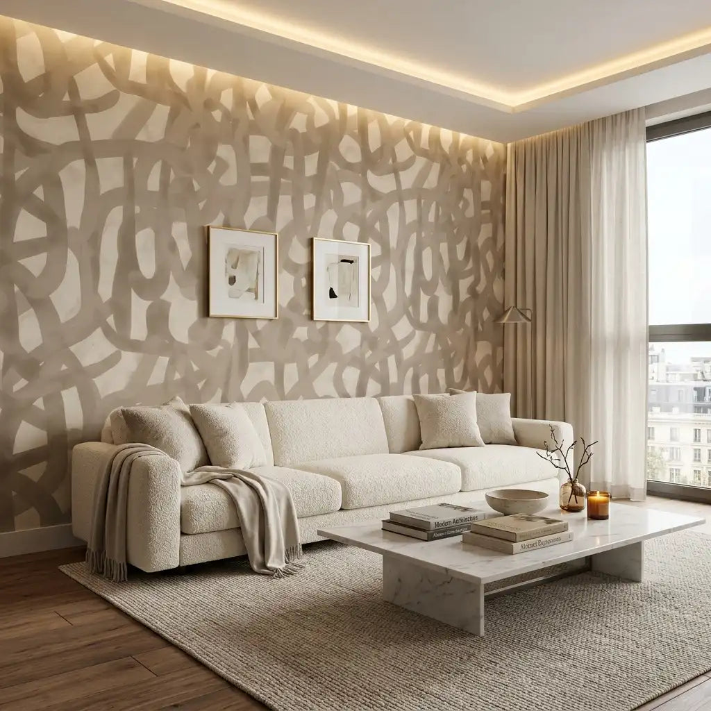 Organic Loop Wallpaper – Mink room
