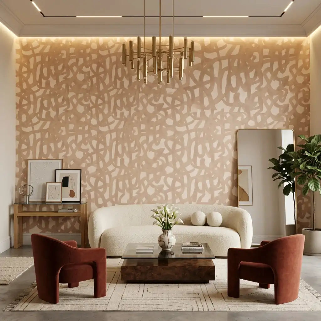 Organic Loop Wallpaper – Nude Peach room