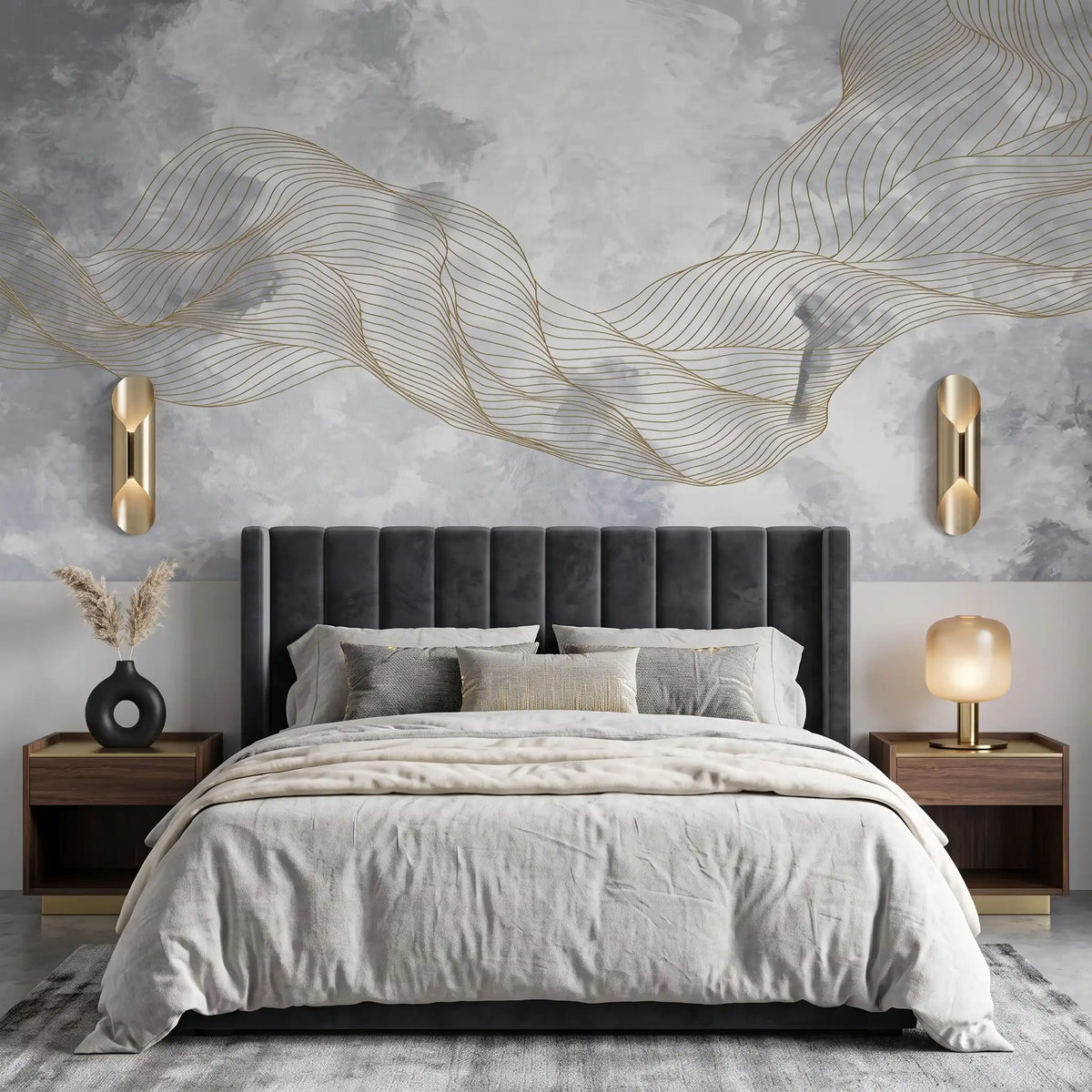 Pale Grey Marble Wallpaper Mural – Bedroom