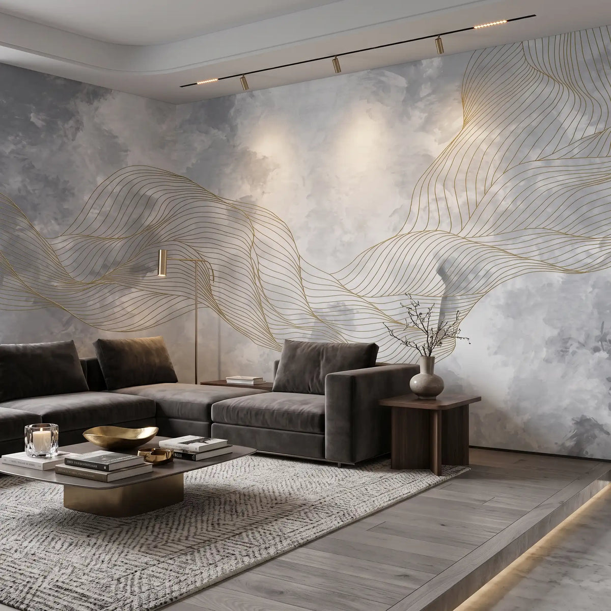 Pale Grey Marble Wallpaper Mural – Living Room