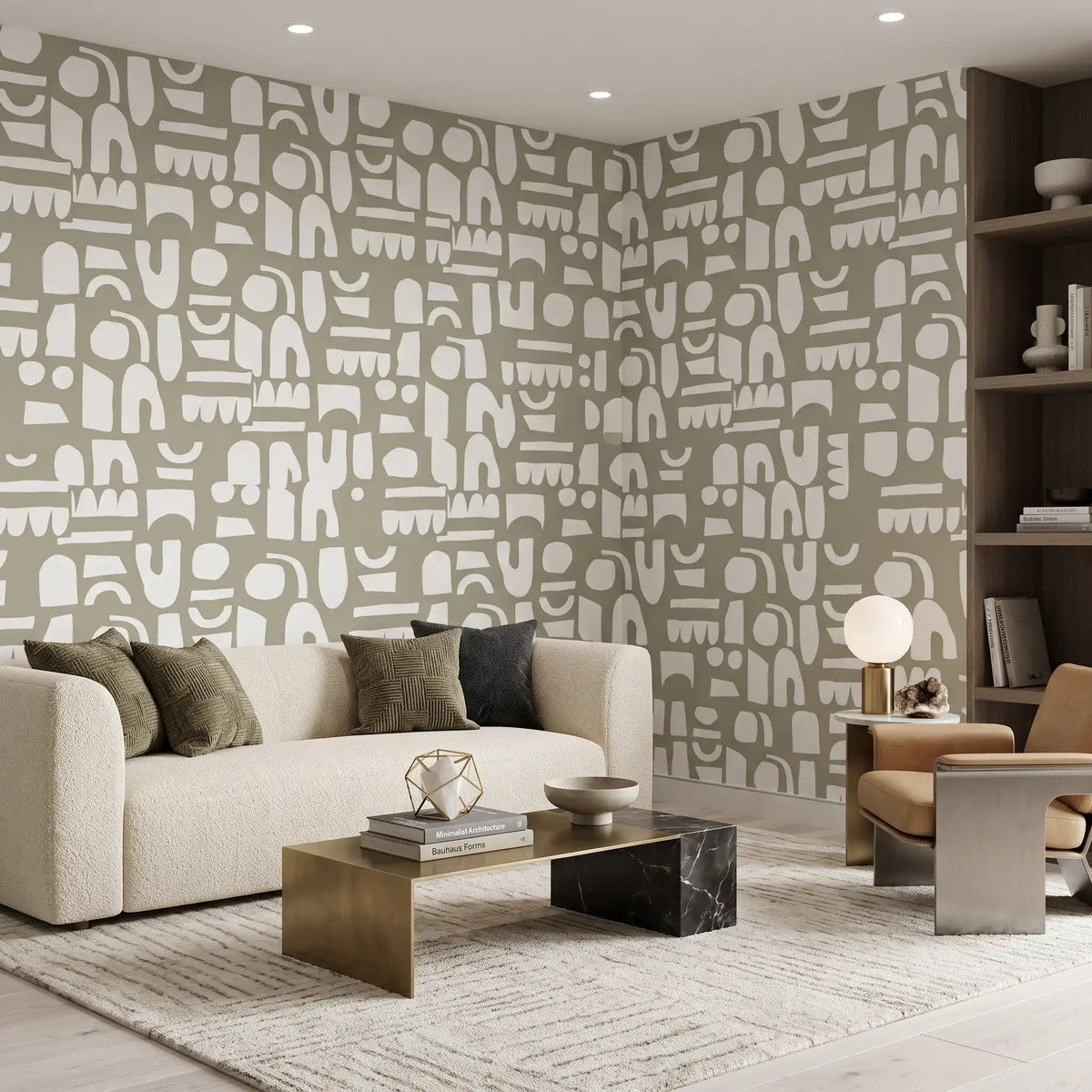 Paper Cut-Out Shapes Wallpaper – Pale Sage