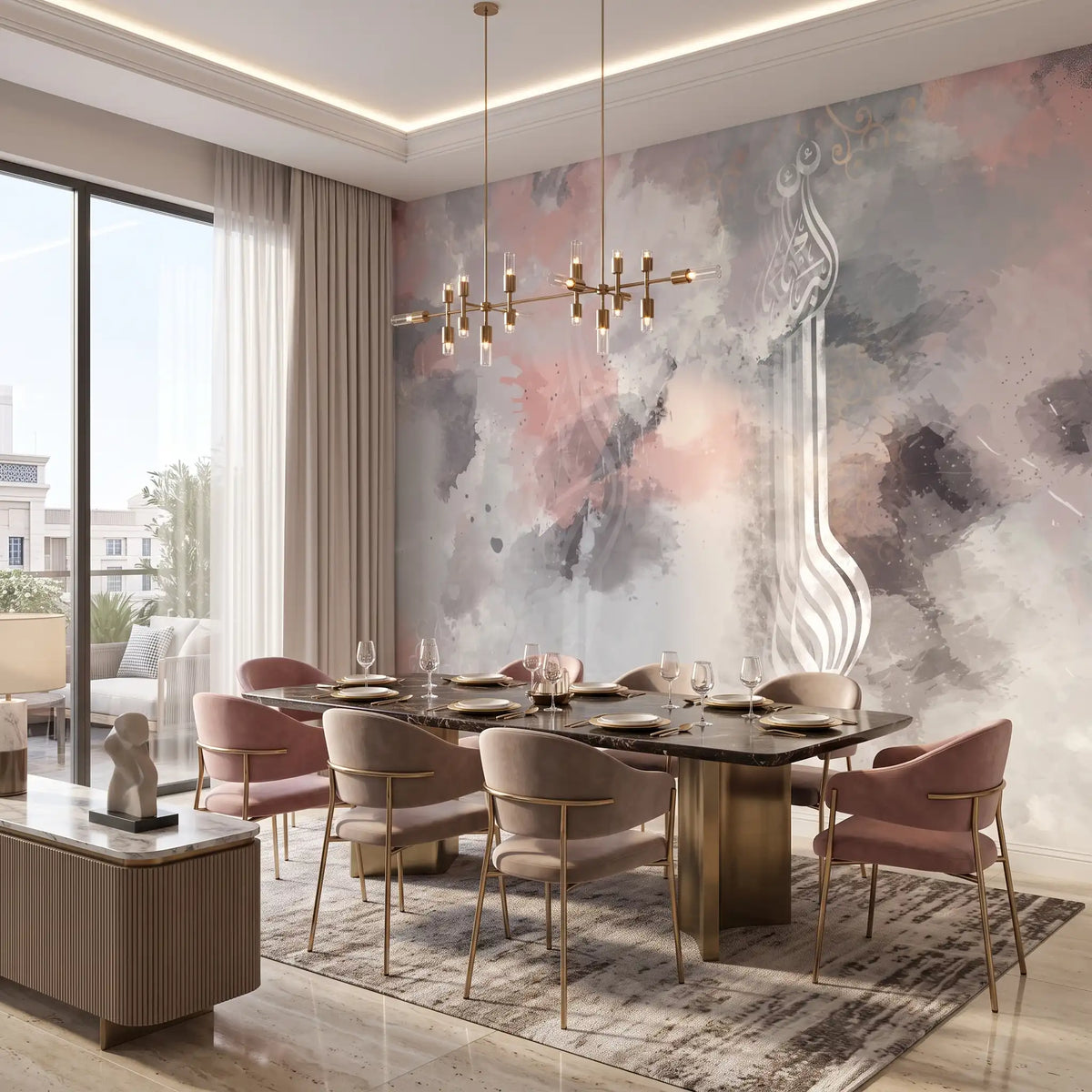 Pastel Cloud Abstract Wallpaper Mural – Dining Room