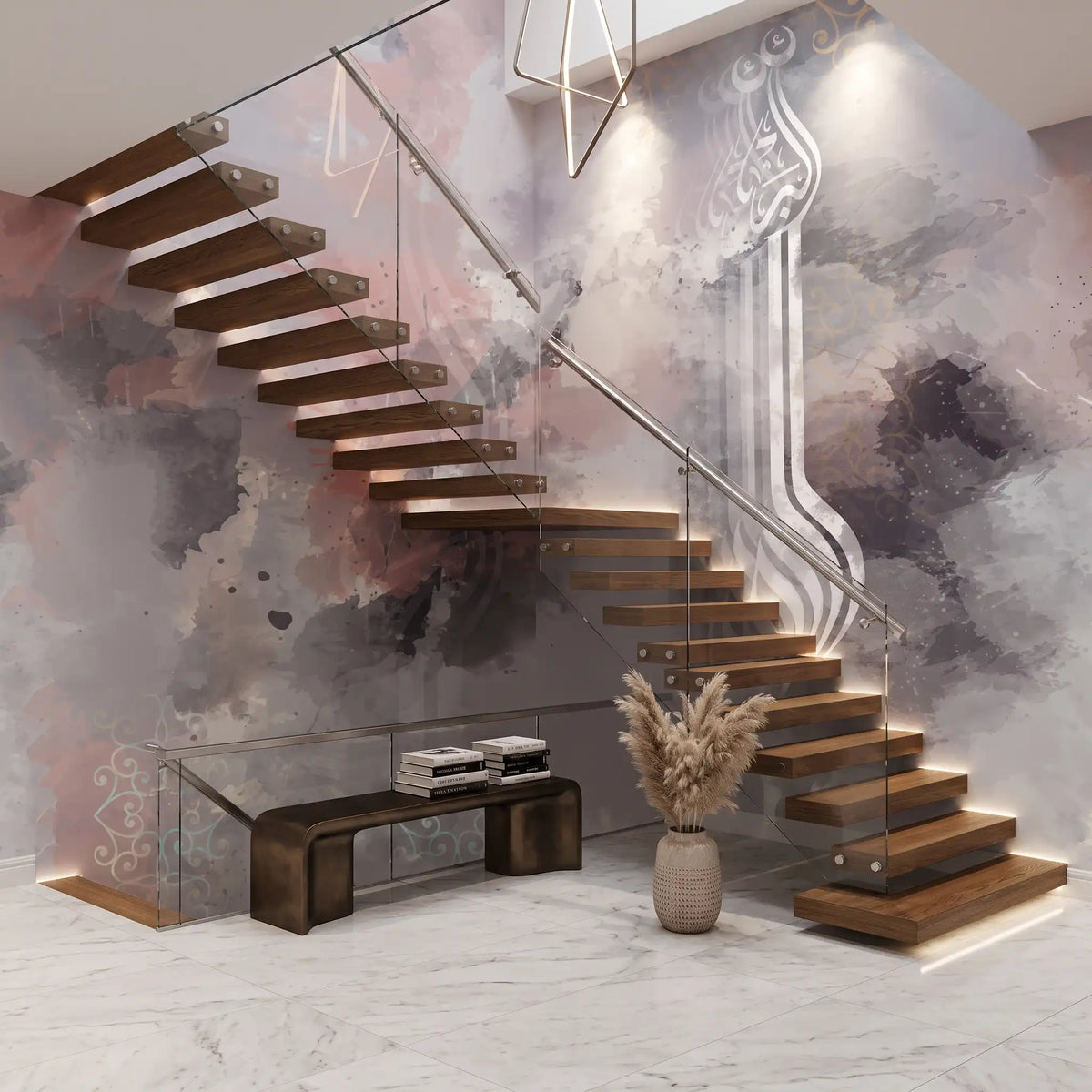 Pastel Cloud Abstract Wallpaper Mural – Staircase