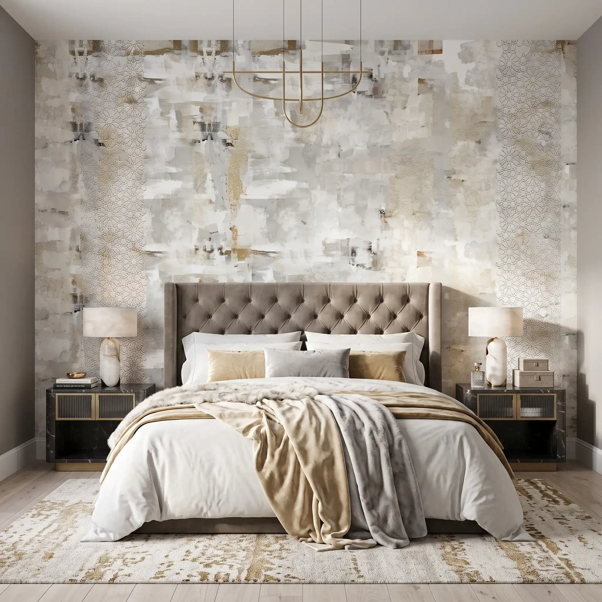 Pearl Ivory Texture Wallpaper Mural – Bedroom
