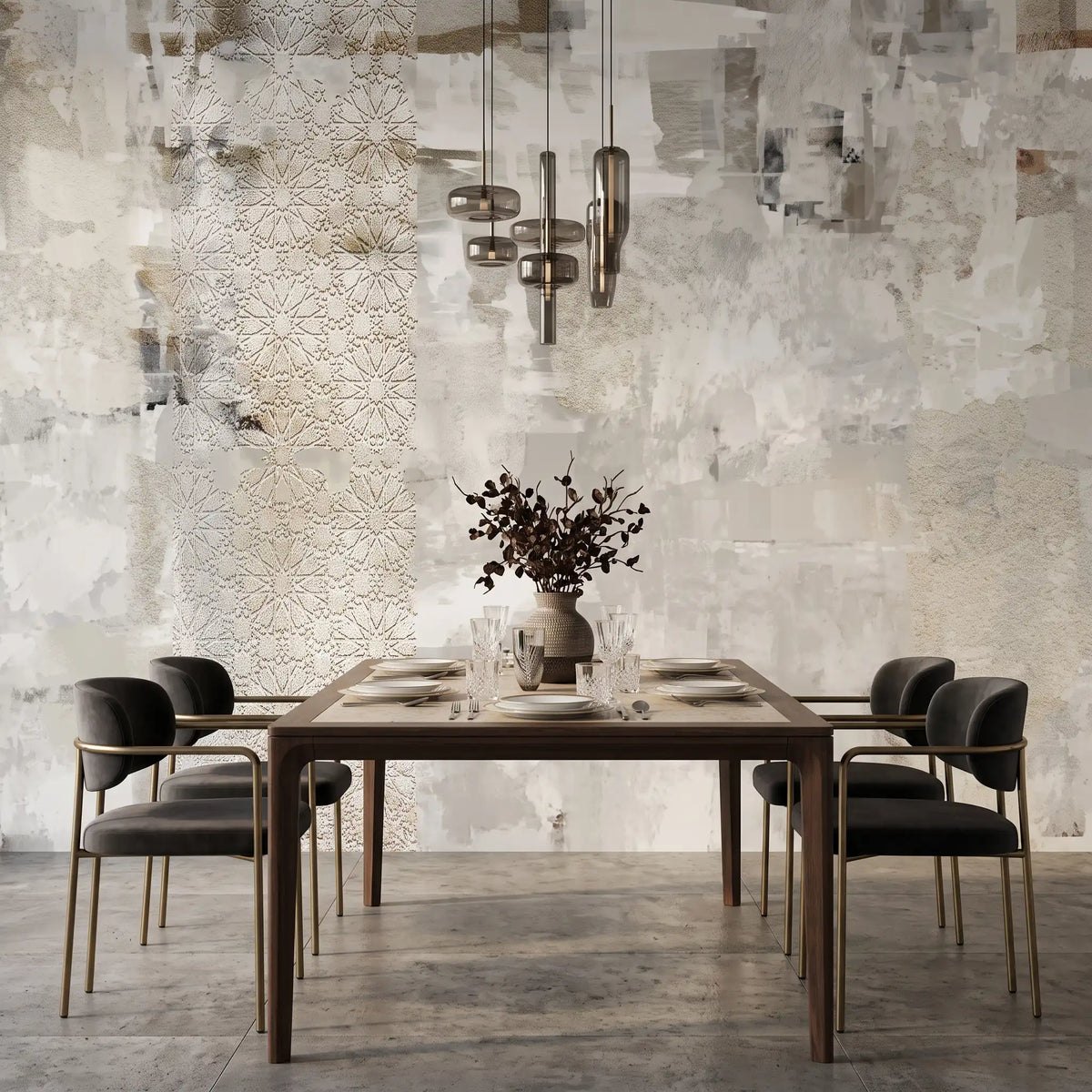 Pearl Ivory Texture Wallpaper Mural – Dining Room