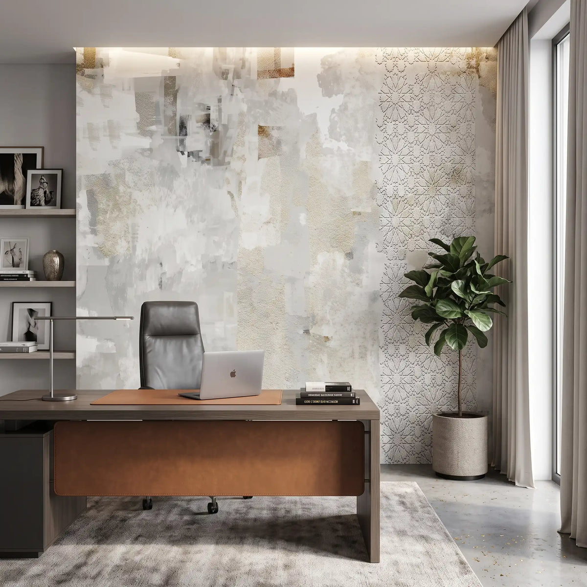 Pearl Ivory Texture Wallpaper Mural – Office