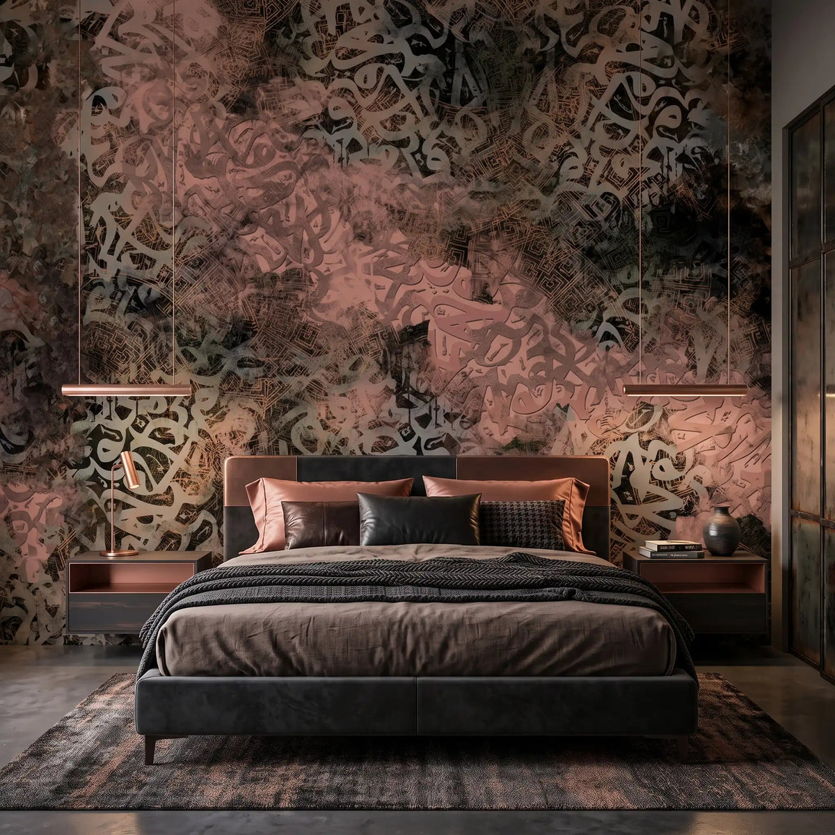 Rose Arabic Calligraphy Wallpaper Mural – Bedroom