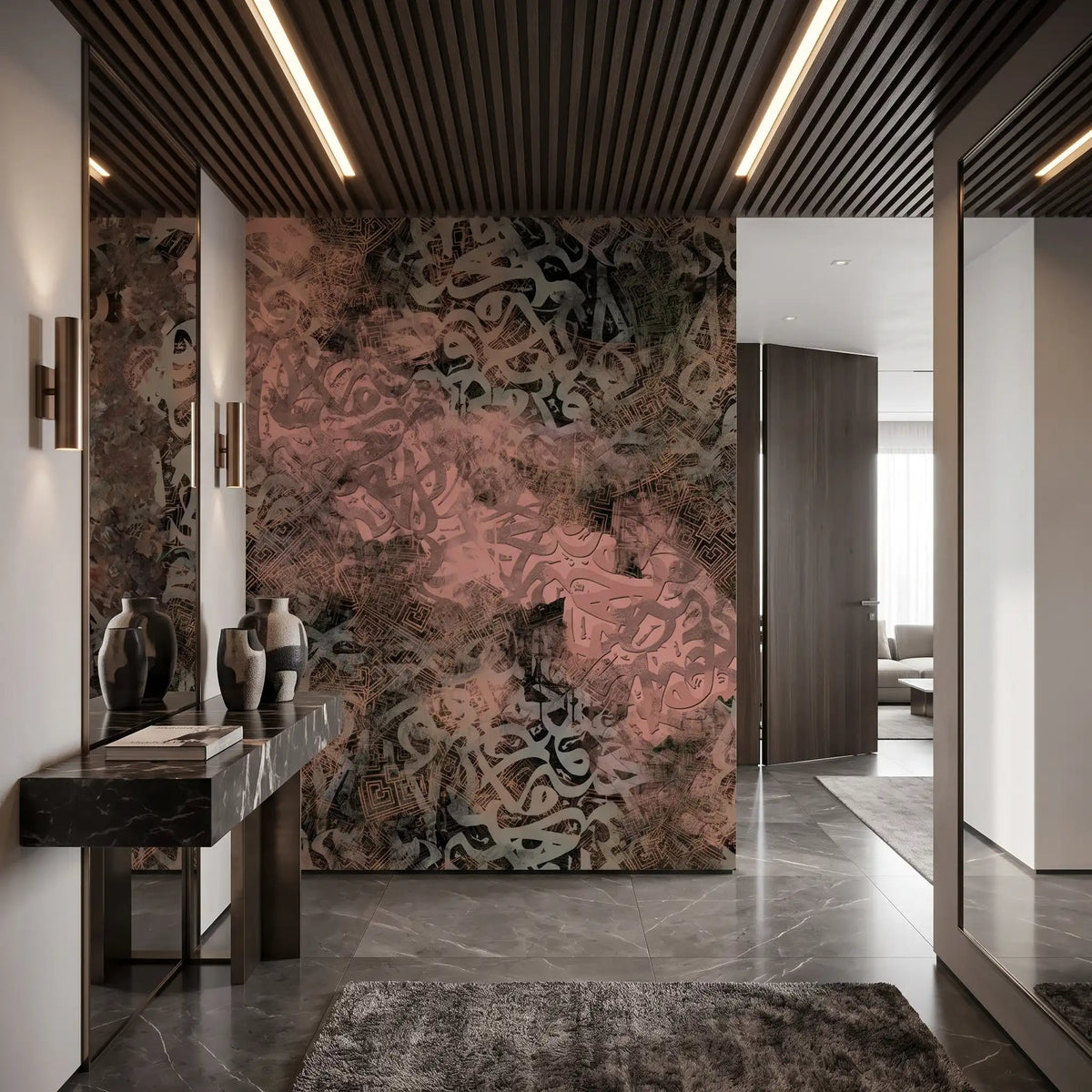 Rose Arabic Calligraphy Wallpaper Mural – Hallway