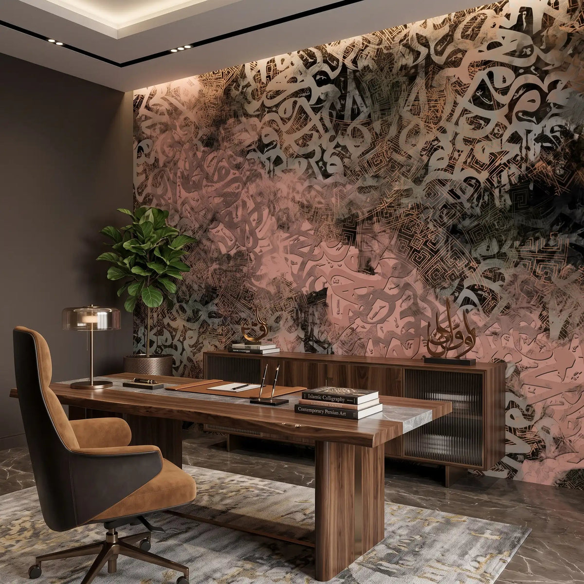 Rose Arabic Calligraphy Wallpaper Mural – Office