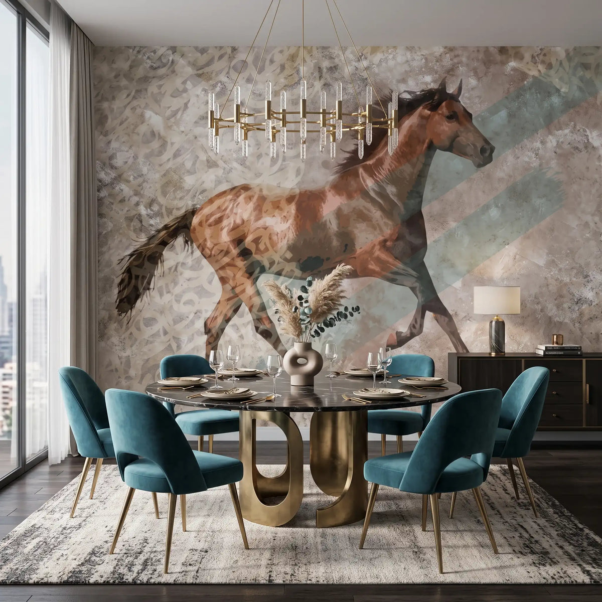 Running Horse Wallpaper Mural – Dining Room