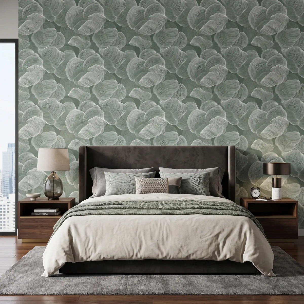 Sage Green Texture Wallpaper Mural – Bedroom