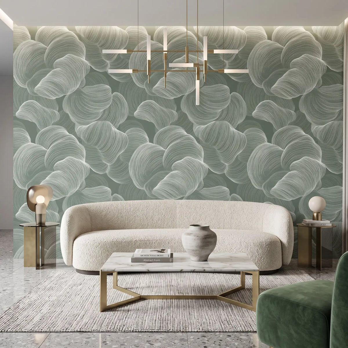 Sage Green Texture Wallpaper Mural – Living Room