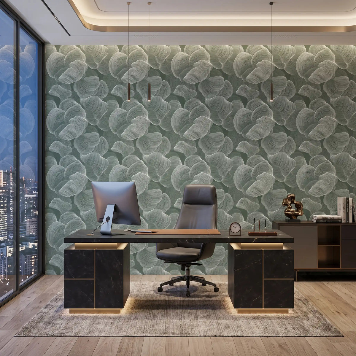 Sage Green Texture Wallpaper Mural – Office