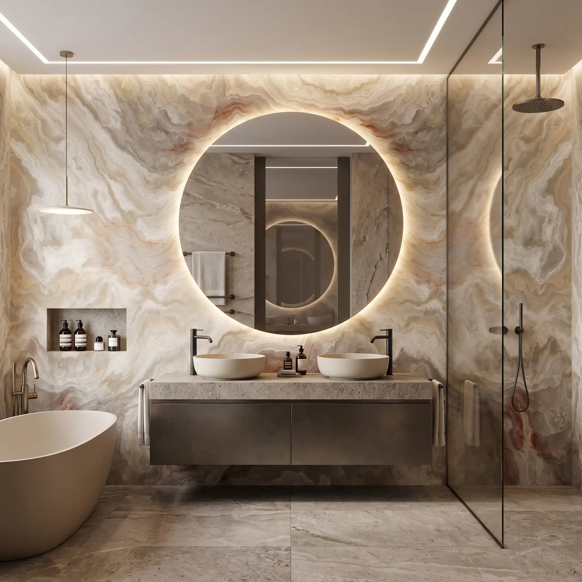 Sand Agate Wave Wallpaper Mural – Bathroom