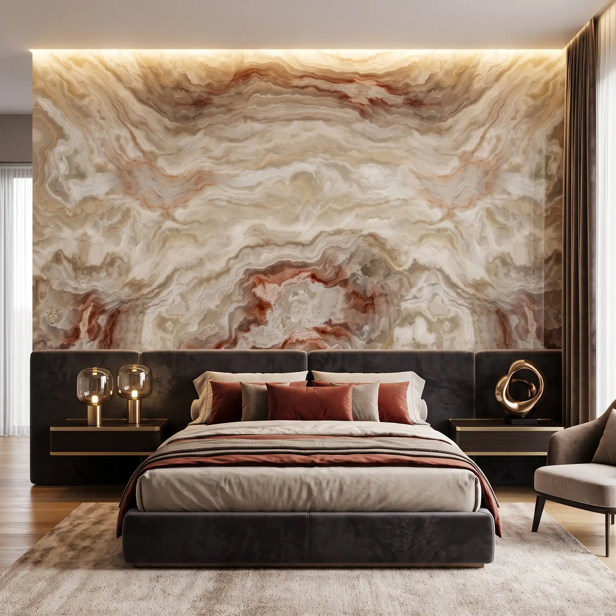 Sand Agate Wave Wallpaper Mural – Bedroom