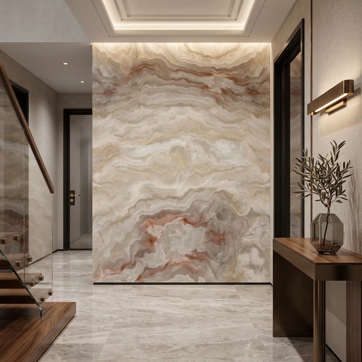 Sand Agate Wave Wallpaper Mural – Hallway