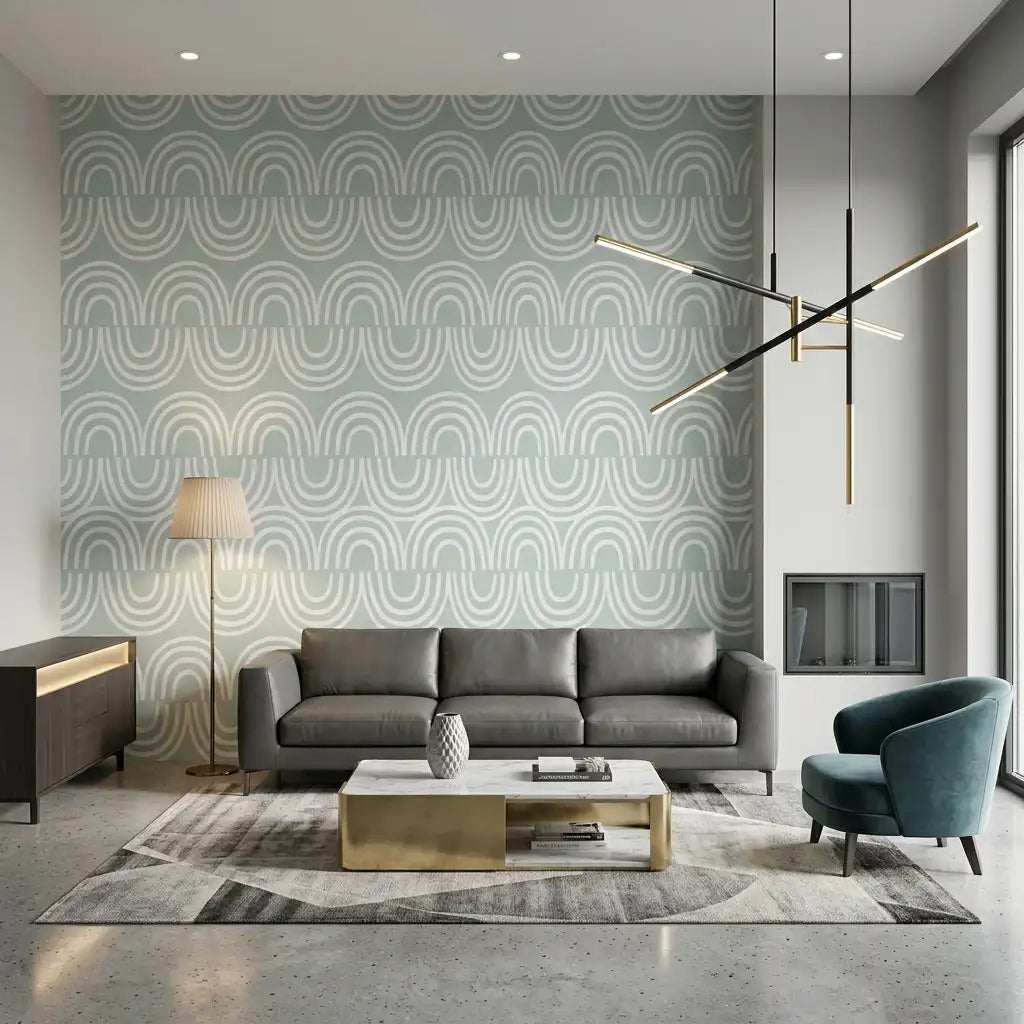 Scalloped Wave Wallpaper – Sky Mist