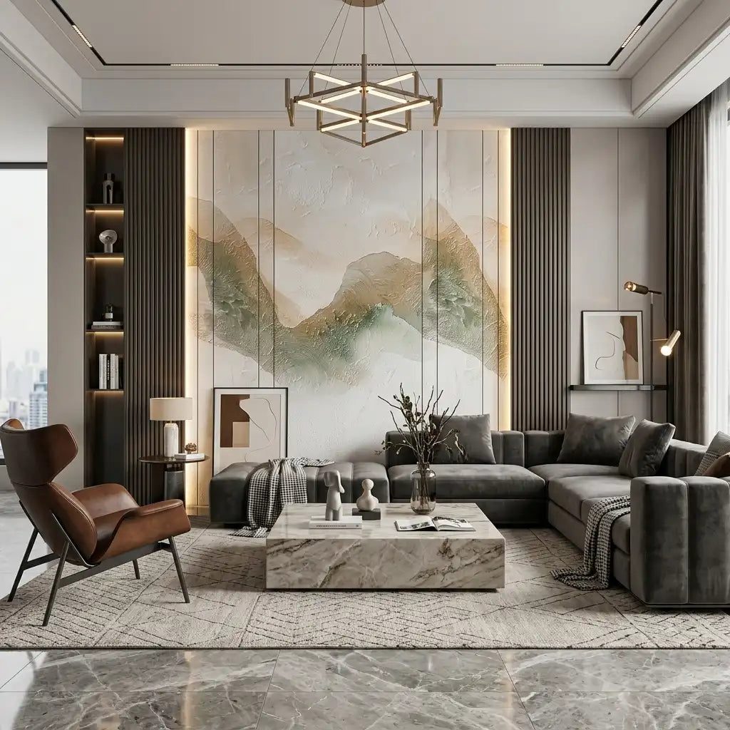 Smoke Panel Wallpaper Mural – Living Room