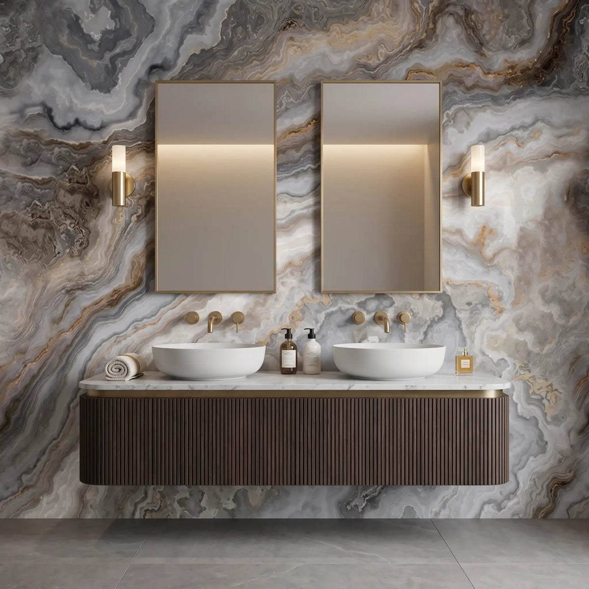 Smoky Agate Marble Wallpaper Mural – Bathroom