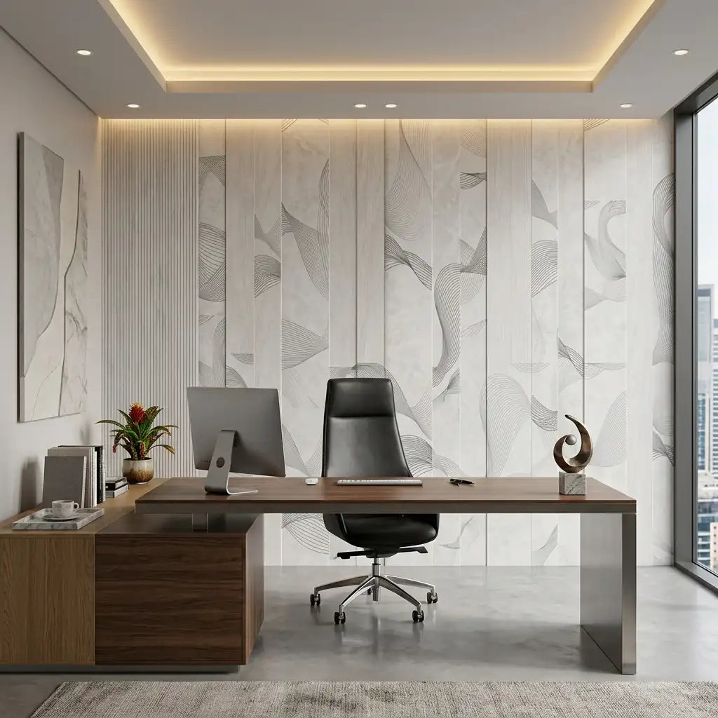 Soft Botanical Line Wallpaper Mural – Office