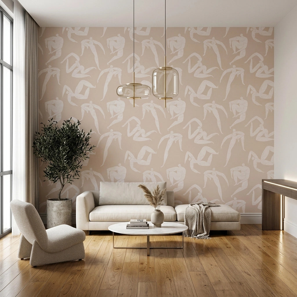 Soft Brush Shapes Wallpaper – Almond Blush room