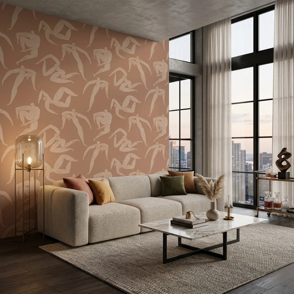 Soft Brush Shapes Wallpaper – Cinnamon Clay room
