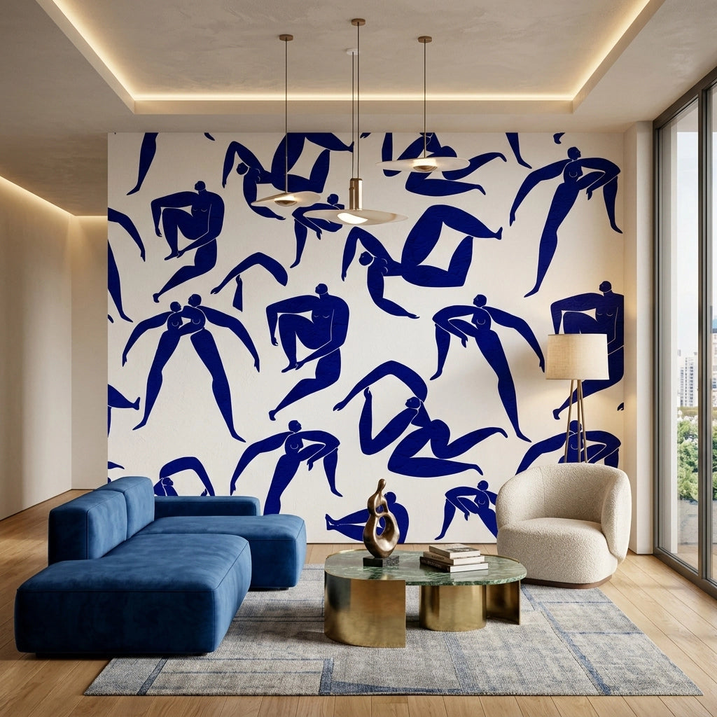 Soft Brush Shapes Wallpaper – Cobalt room