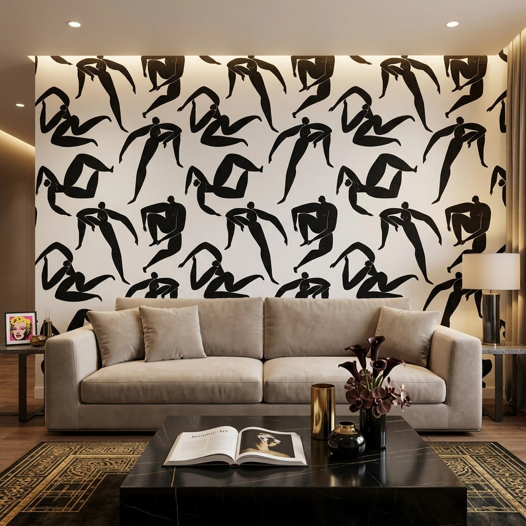 Soft Brush Shapes Wallpaper – Jet Black room