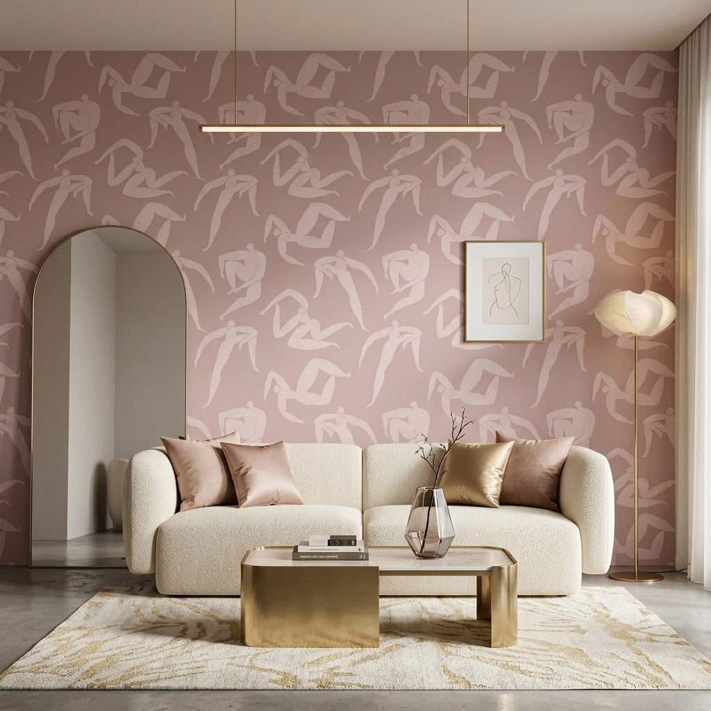 Soft Brush Shapes Wallpaper – Rose Ballet room